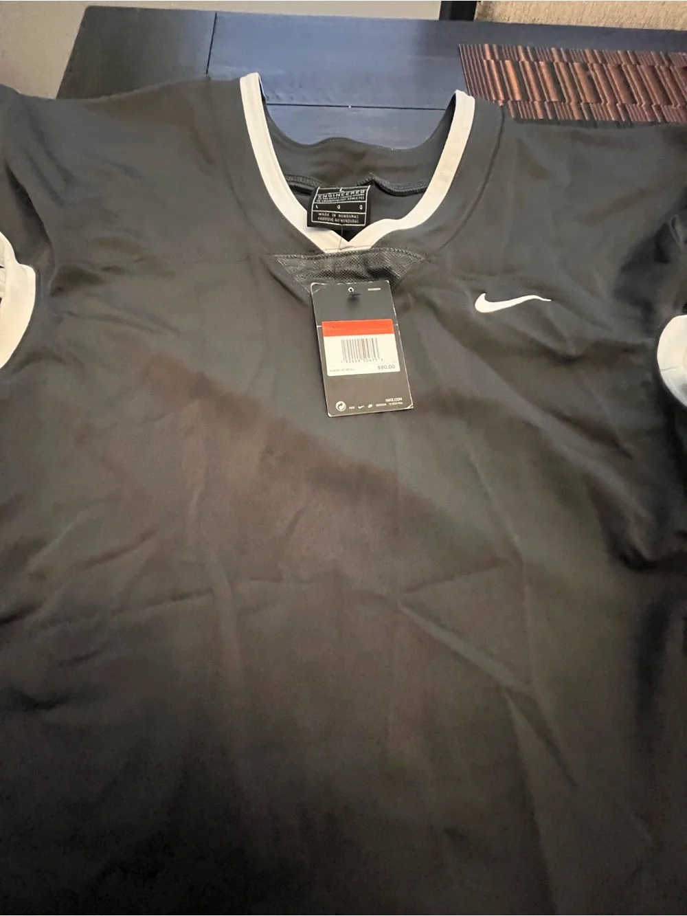 Nike Women’s  or Men Black V-Neck Athletic Jersey with White Trim